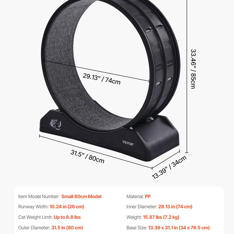 VEVOR Kaķu trenažieris ar skrejriteni, 80 cm, iekštelpām