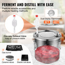 11.4L nerūsējošā tērauda destilācijas aparāts ar iebūvētu termometru uz vāka un ūdens cirkulācijas sūkni, piemērots alkohola destilācijai