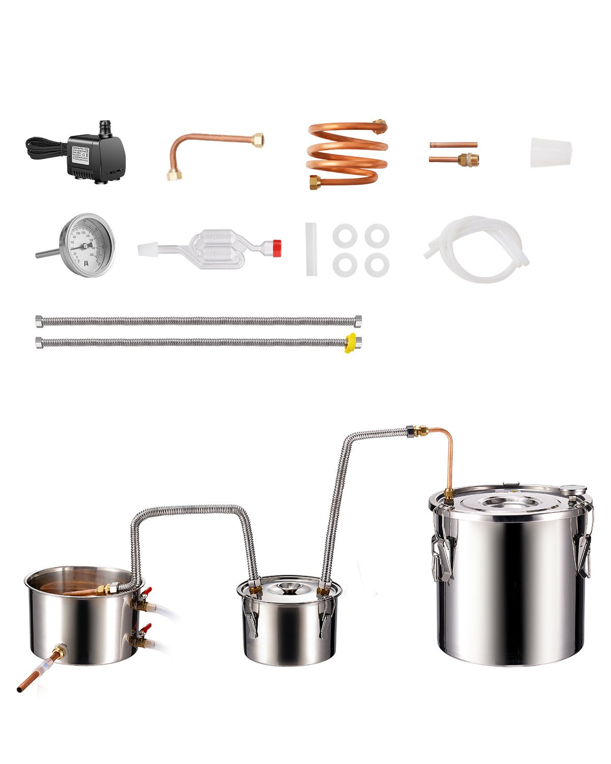 VEVOR Distillation Apparatus 19 l with Dual Condensers, Thermometer and Circulation Pump