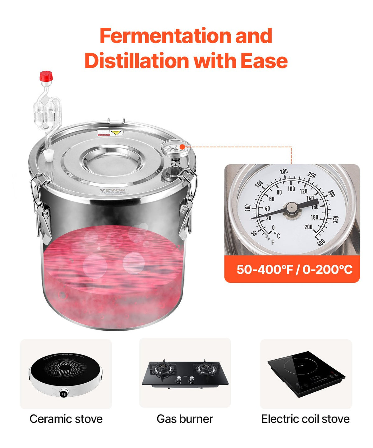 VEVOR Distillation Apparatus 19 l with Dual Condensers, Thermometer and Circulation Pump