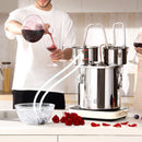 19L divu kondensatoru nerūsējošā tērauda destilācijas aparāts ar iebūvētu termometru uz vāka un ūdens cirkulācijas sūkni, piemērots alkohola destilācijai