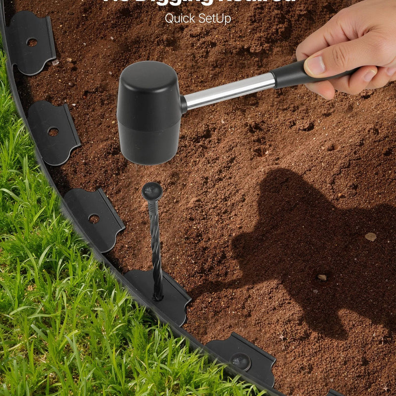 VEVOR plastmasas dārza apmale 600 x 5 cm ar 120 stiprinājuma tapām, elastīga zāliena apmales lenta bez rakšanas, UV izturīga mini apmale puķu dobēm, celiņiem, pagalmam un bruģim - ZEMLETES.LV