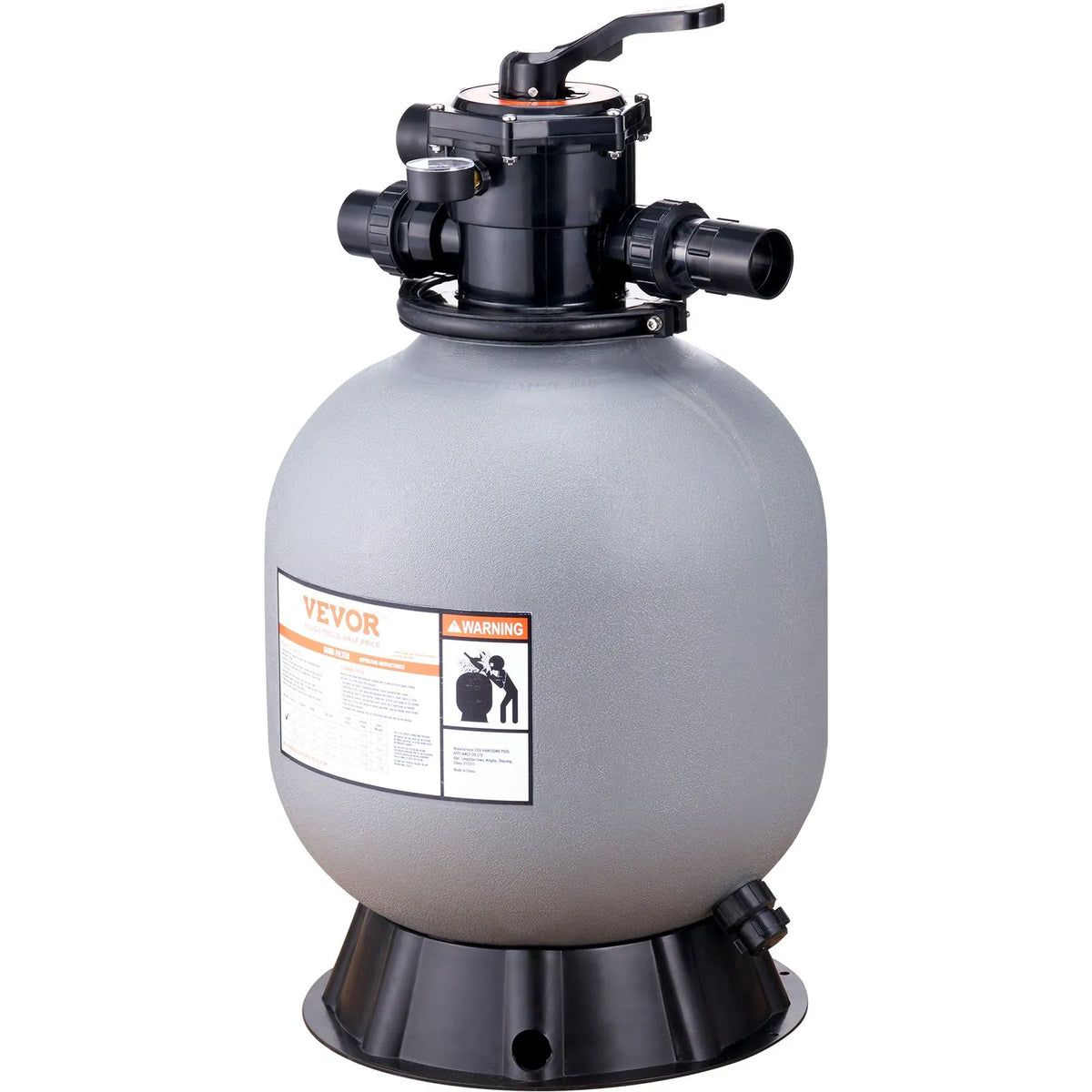VEVOR Pool Sand Filter 48 cm, Flow up to 10.2 m³/h, Above Ground and In-Ground Pools, 7-Position Multiport Valve (Filter, Rinse, Backwash, Recirculate, Drain, Winter, Closed)