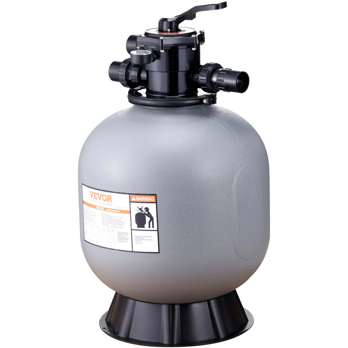 VEVOR Pool Sand Filter System 55.9 cm, Flow Rate up to 12.5 m³/h, for Above-Ground and In-Ground Pools, 7-Position Multiport Valve (Filter, Backwash, Rinse, Recirculate, Drain, Winter Mode, Closed)