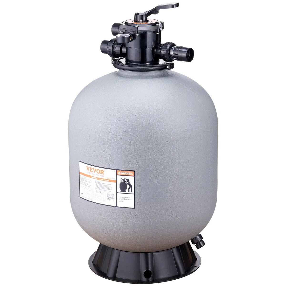 VEVOR Swimming Pool Sand Filter 610 mm, Flow Rate up to 246 l/min, for Above-Ground and In-Ground Pools, with 7-Position Multifunction Valve (Filtration, Backwash, Rinse, Recirculation, Drain, Winter, Closed Mode)