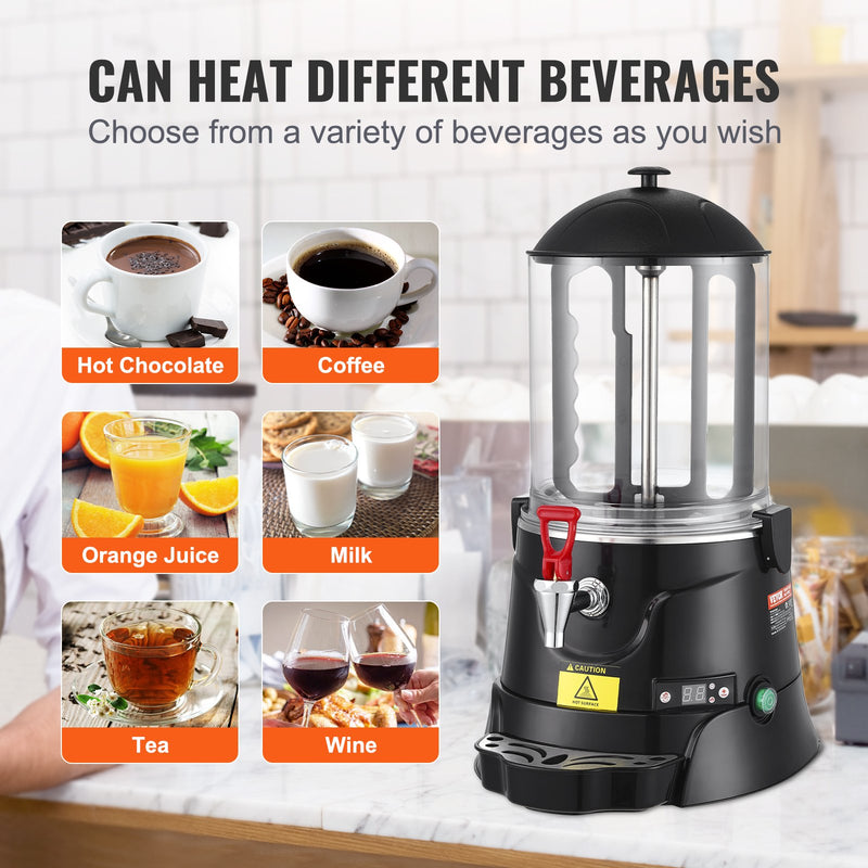 VEVOR 10L Karstās Šokolādes Dozators - ABS Karsto Dzērienu Pagatavošanas Mašīna