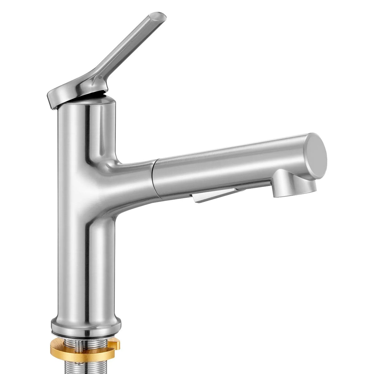 VEVOR Kitchen Mixer Tap with Pull-Out Spout and Button Switch, Single Handle, Brushed Nickel