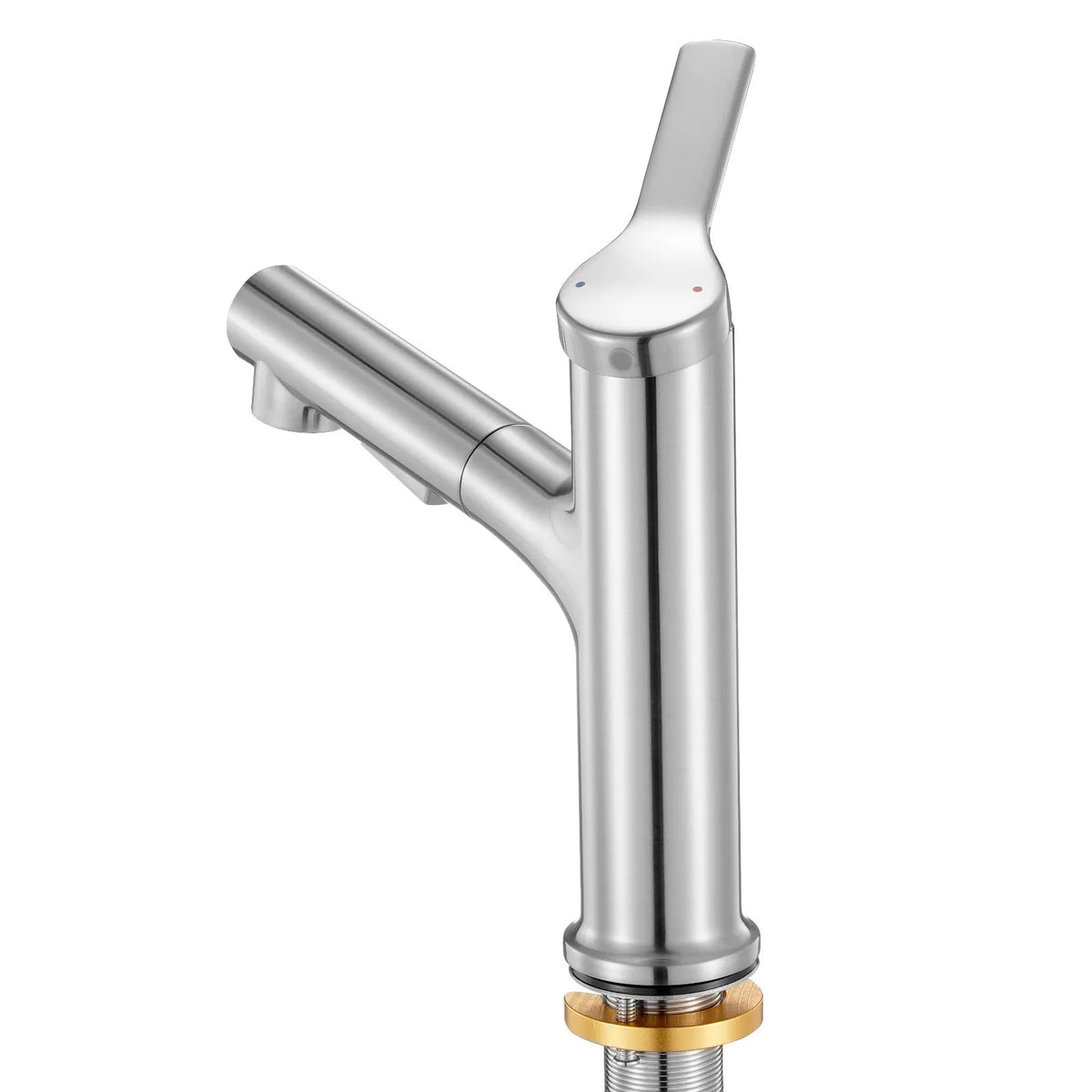 VEVOR Kitchen Mixer Tap with Pull-Out Spout and Button Switch, Single Handle, Brushed Nickel