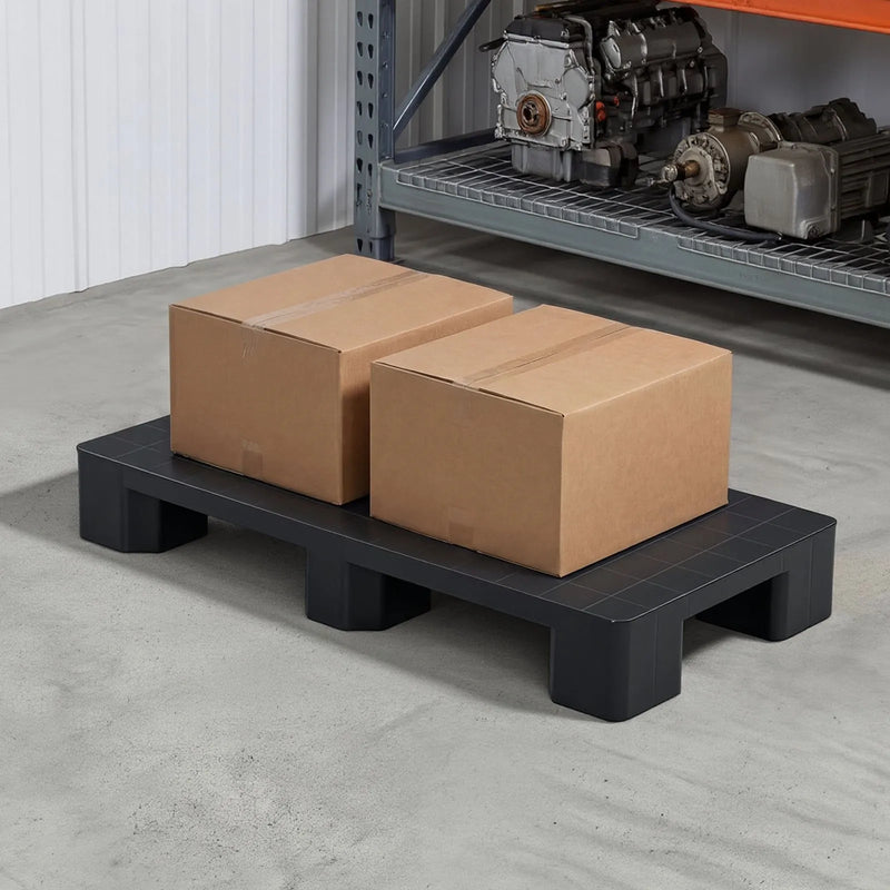 VEVOR plastmasas palete 1000 kg, 1000 × 500 × 136 mm, melna, mitrumizturīga uzglabāšanas platforma noliktavām un pagrabiem
