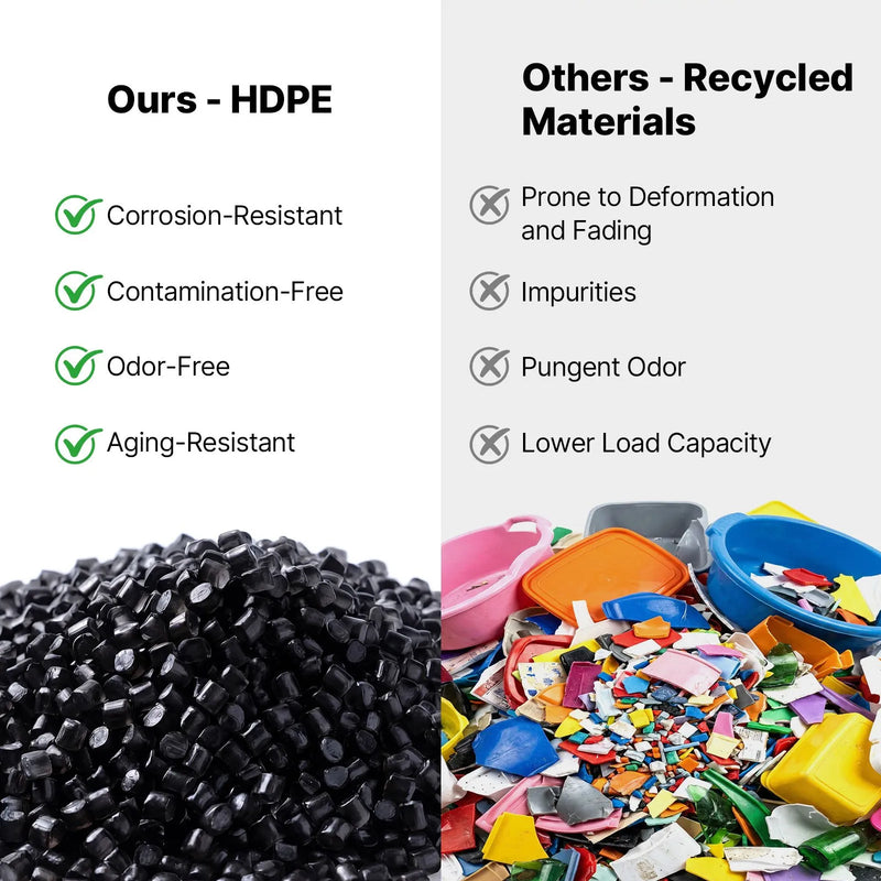 VEVOR plastmasas paletes 6 gab., 500 × 305 × 100 mm, melnas, saliekamas un mitrumizturīgas uzglabāšanas platformas noliktavām, pagrabiem un veikaliem