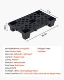 VEVOR plastmasas paletes 6 gab., 500 × 305 × 100 mm, melnas, saliekamas un mitrumizturīgas uzglabāšanas platformas noliktavām, pagrabiem un veikaliem