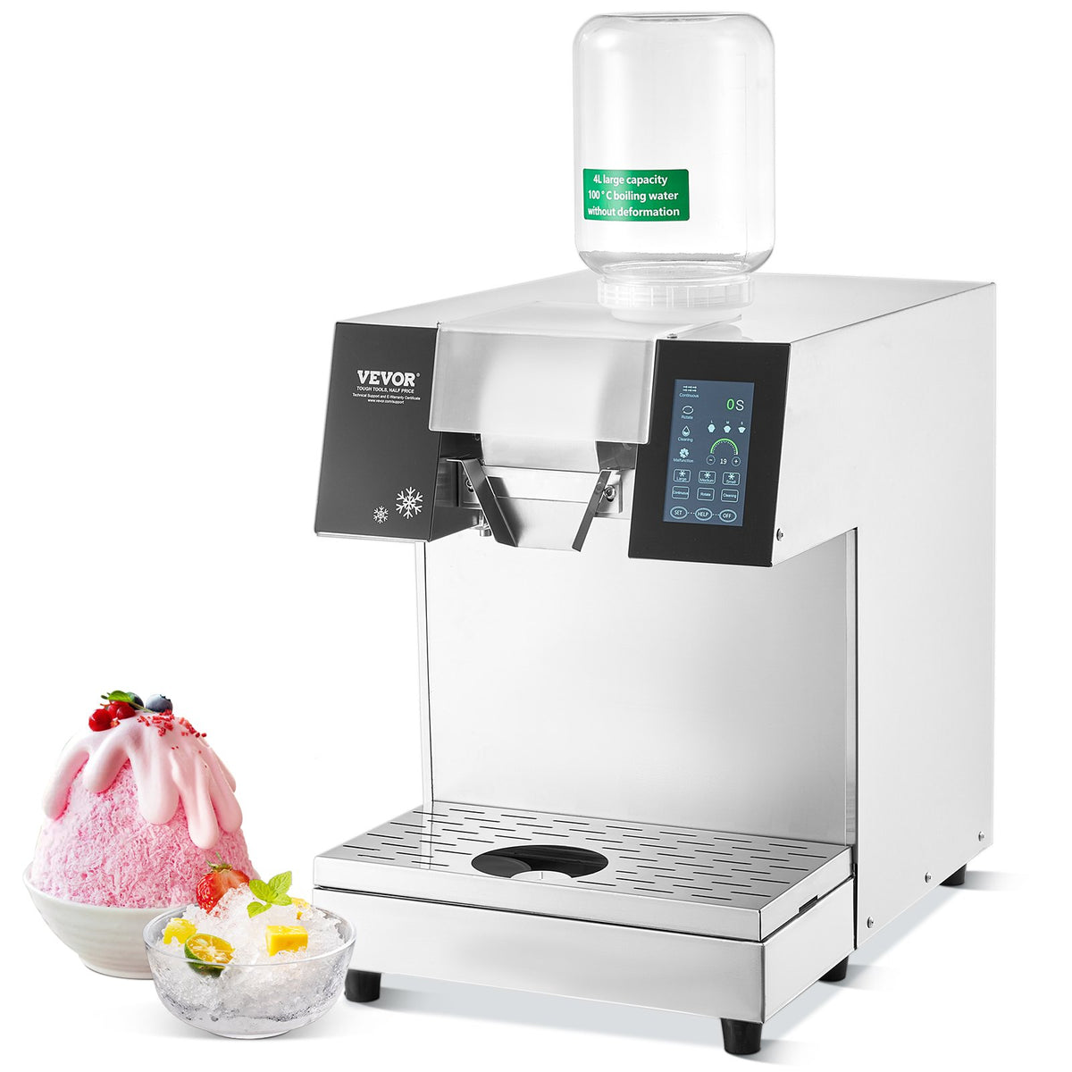 VEVOR Professional Snow Ice Shaver Machine 180 kg/24 h, Stainless Steel