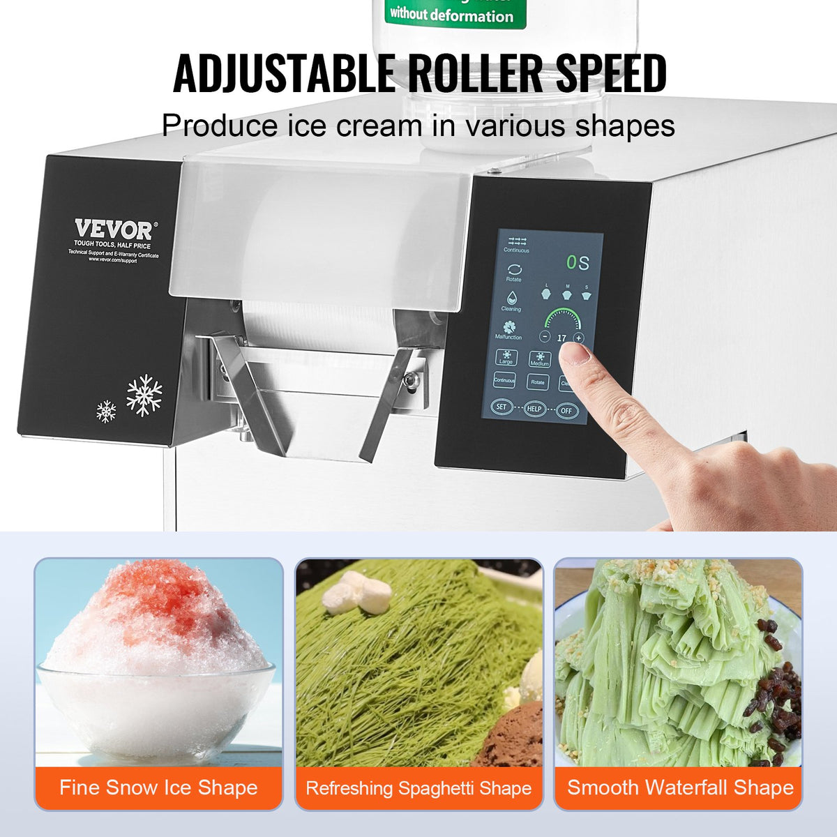 VEVOR Professional Snow Ice Shaver Machine 180 kg/24 h, Stainless Steel