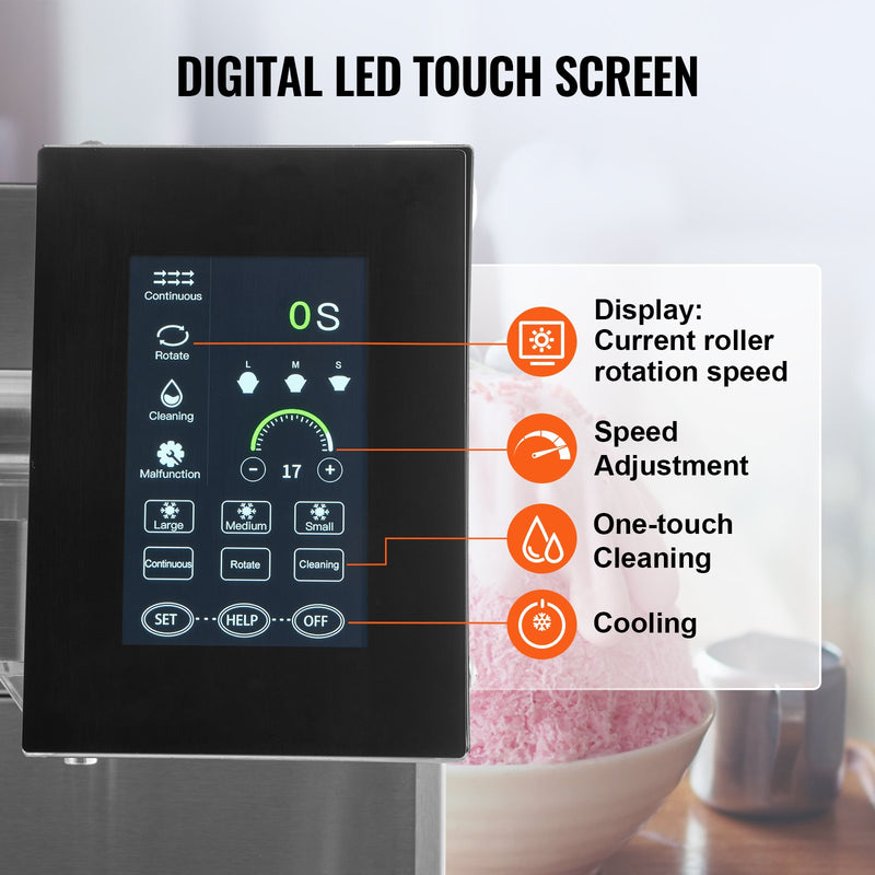 VEVOR profesionāla sniegpārsliņu ledus mašīna, 180 kg/24 h, nerūsējošā tērauda