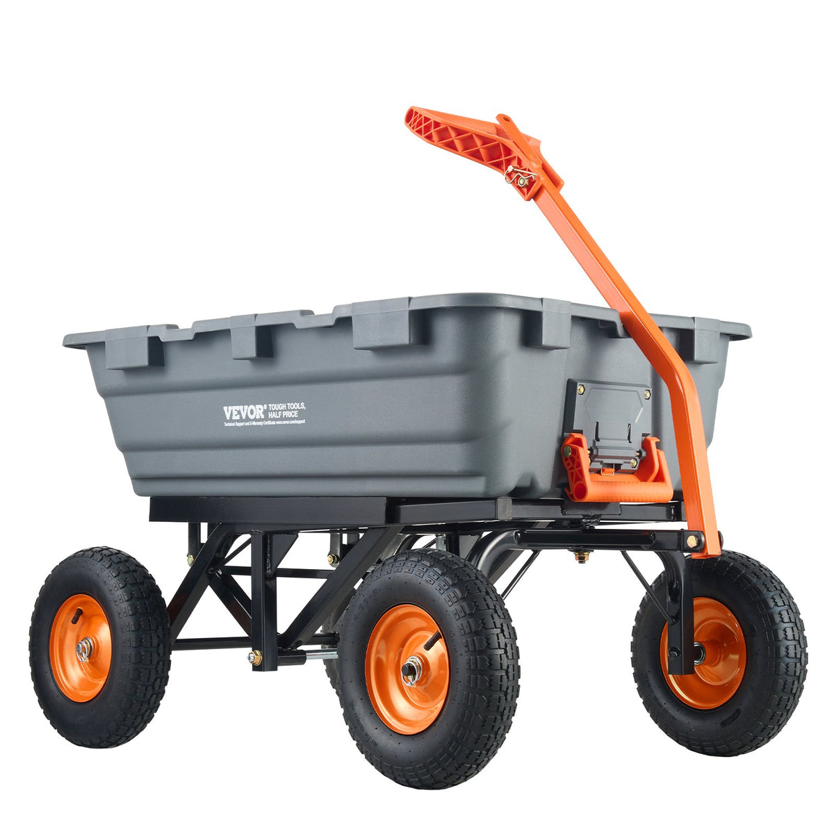 VEVOR Poli dārza izkraušanas rati, smagsvara dārza rati un piekabes, 680 kg kravnesība, 33 cm riepas