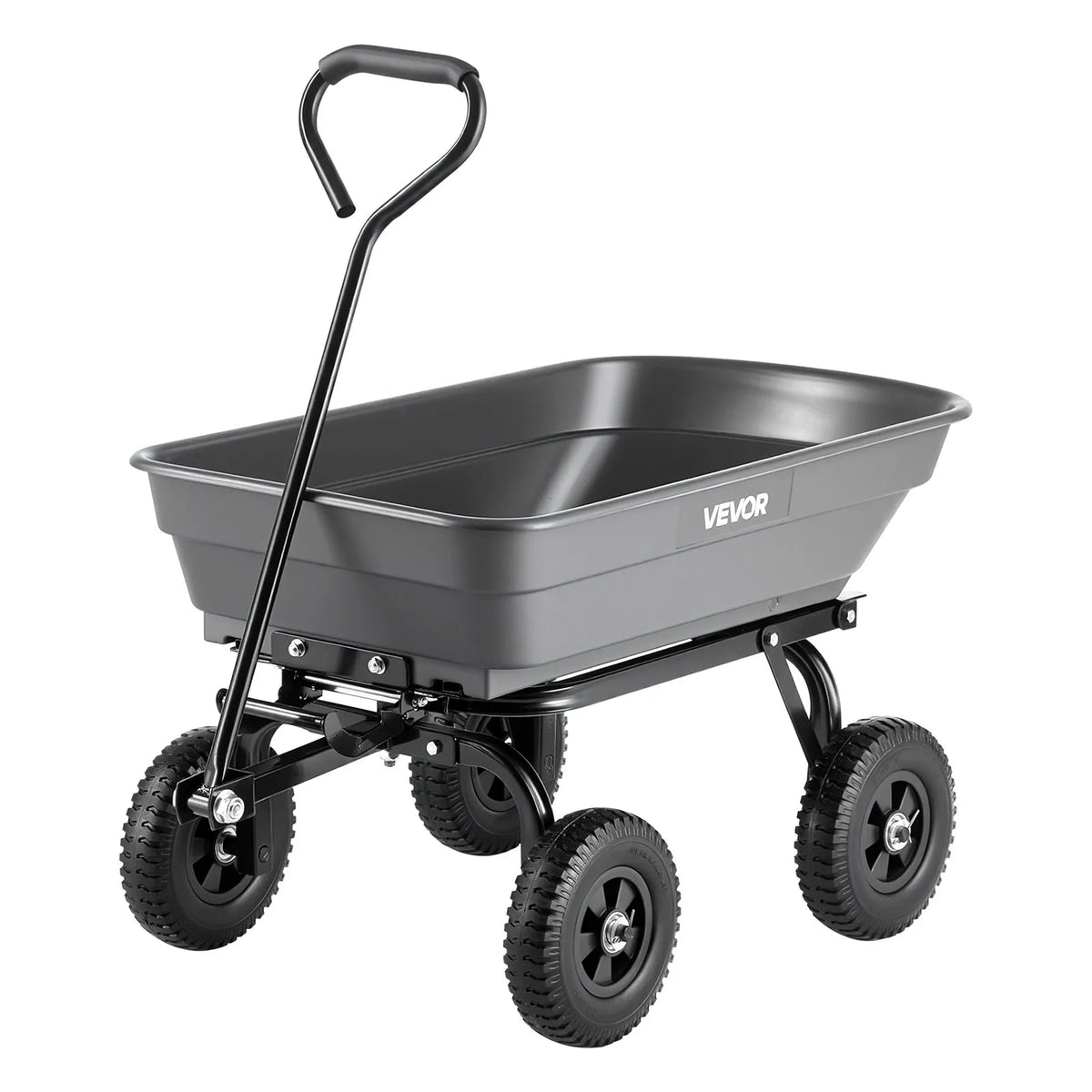 VEVOR Dārza izgāžamie rati 181 kg, polimēra dārza rati ar 90° ātrās izkraušanas mehānismu, 180° grozāmi riteņi un 270° rotējoši gultņi, augu, augsnes un ražas pārvadāšanai - ZEMLETES.LV