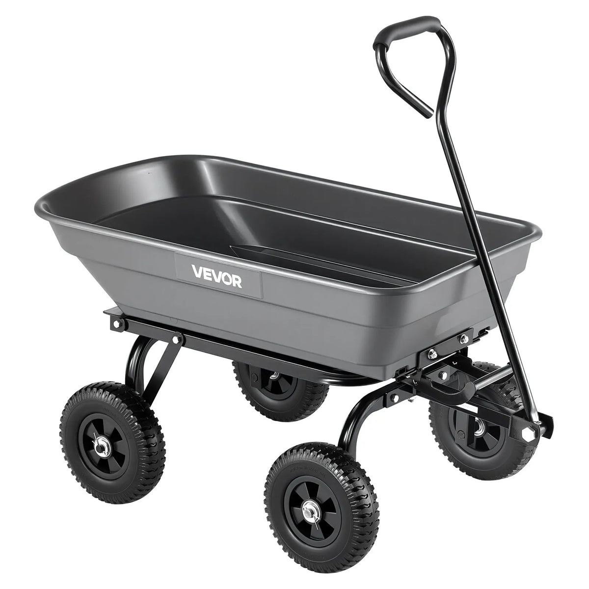 VEVOR Dārza izgāžamie rati 181 kg, polimēra dārza rati ar 90° ātrās izkraušanas mehānismu, 180° grozāmi riteņi un 270° rotējoši gultņi, augu, augsnes un ražas pārvadāšanai - ZEMLETES.LV