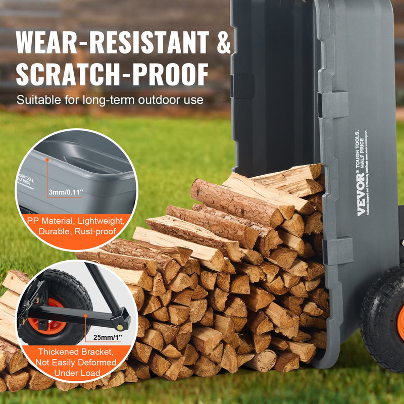 VEVOR Poli dārza izkraušanas ratiņi, smagsvara 600 kg kravnesība, 0,113 m³ ietilpība