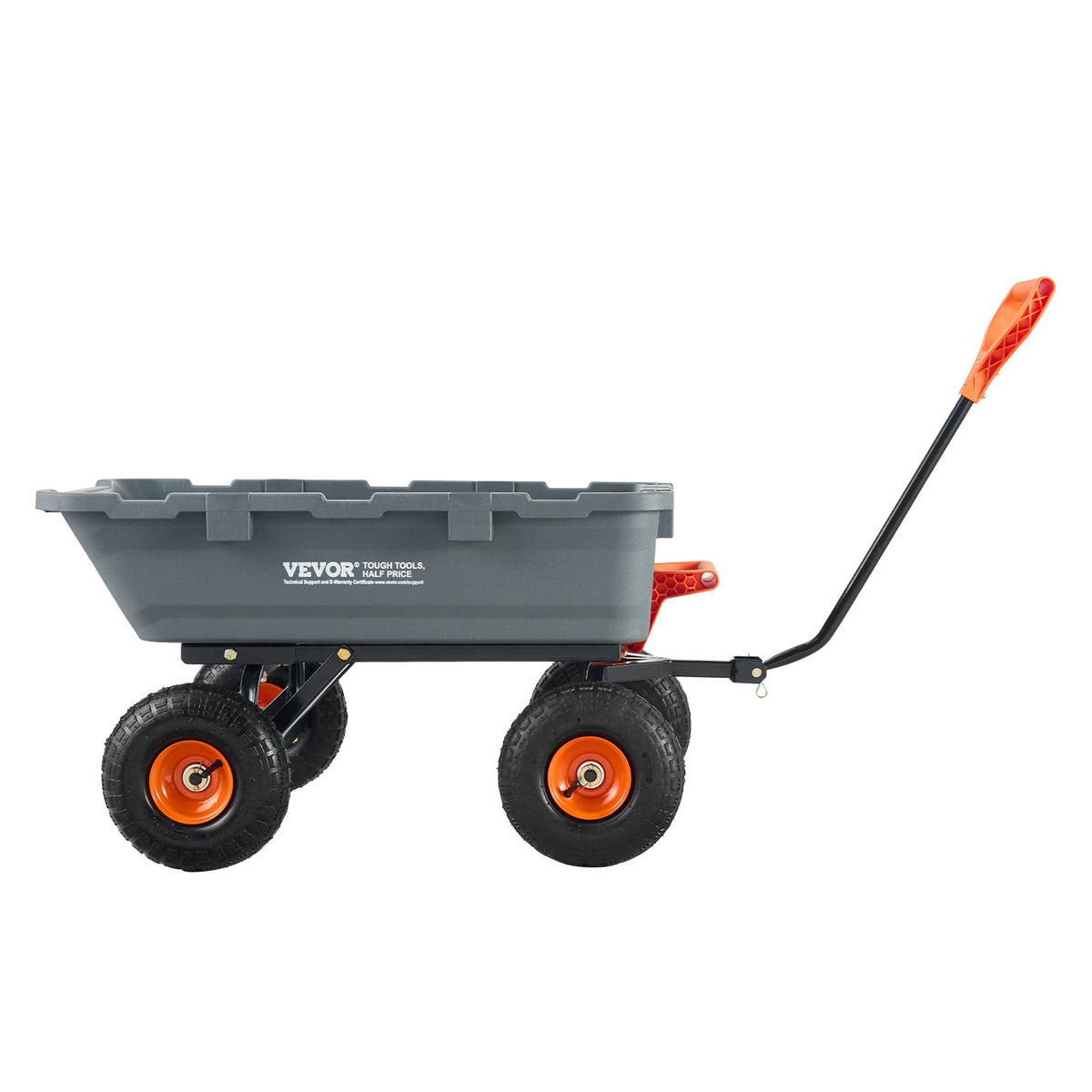 VEVOR Polypropylene Garden Dump Cart with 363.6 kg Load Capacity, Durable Garden and Farm Transport Cart with 25.4 cm Rubber Wheels, Designed for Garden, Farm and Yard Work