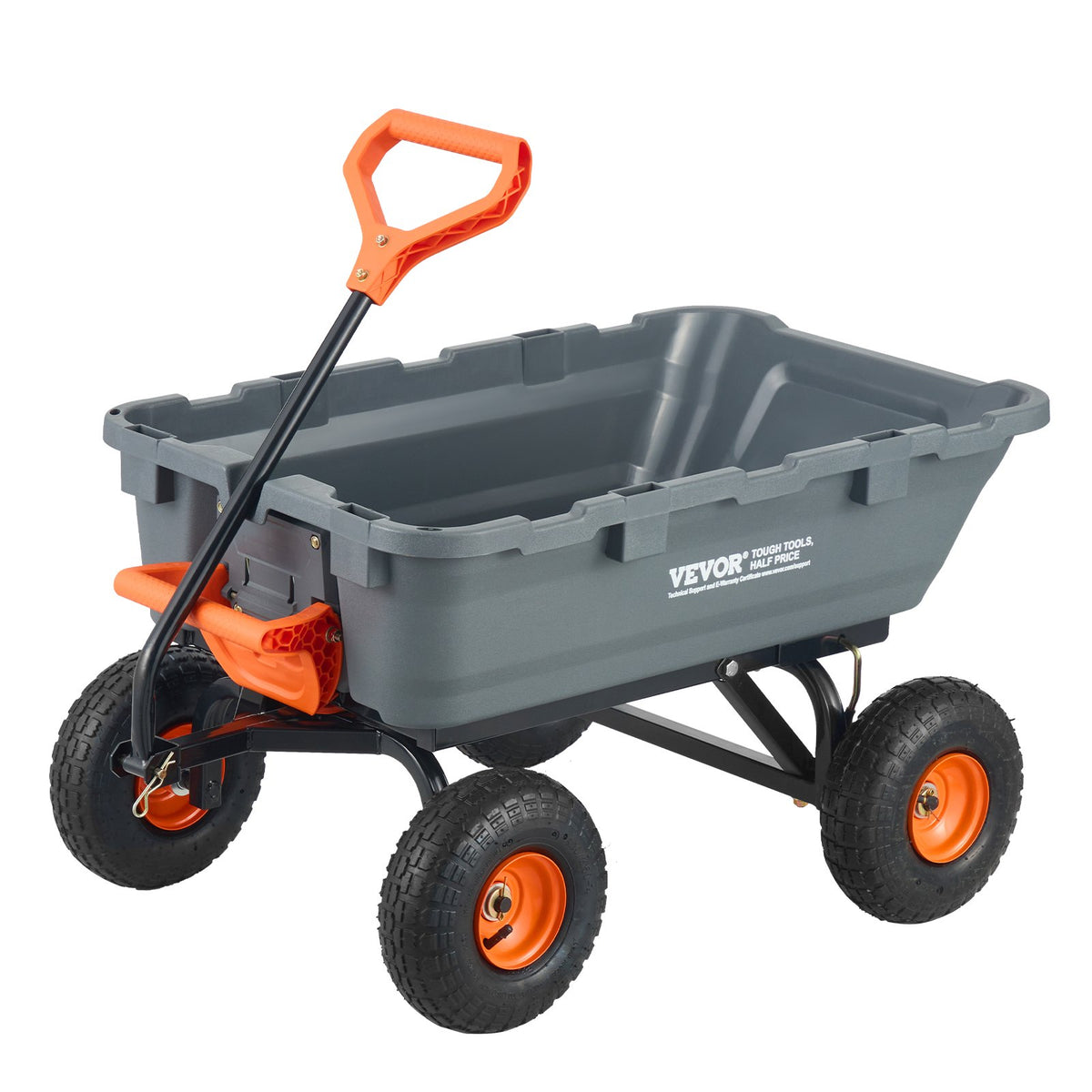 VEVOR Polypropylene Garden Dump Cart with 363.6 kg Load Capacity, Durable Garden and Farm Transport Cart with 25.4 cm Rubber Wheels, Designed for Garden, Farm and Yard Work