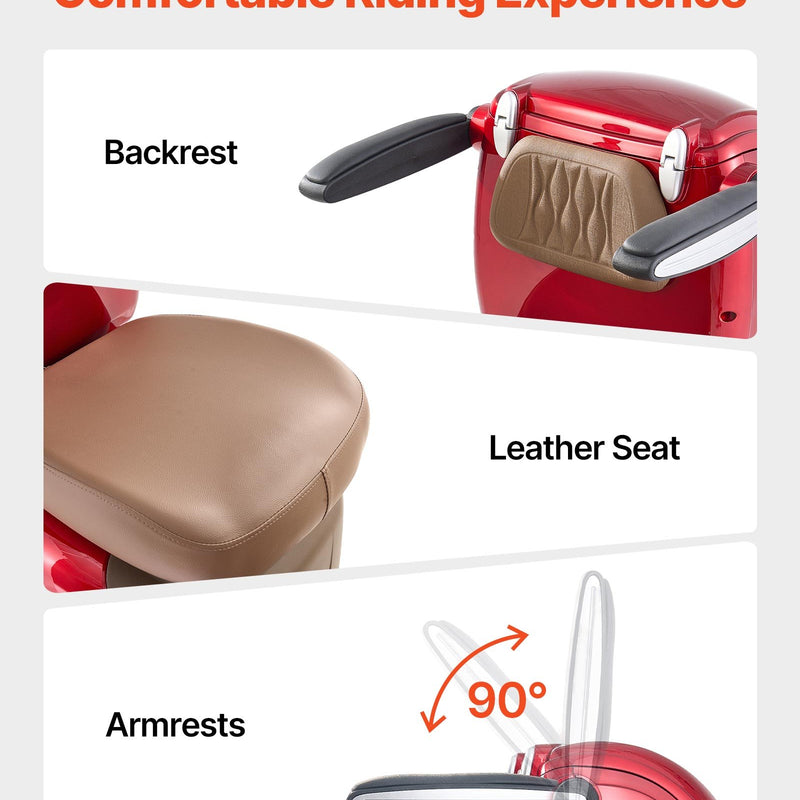 VEVOR smagās klases 4 riteņu mobilitātes skrejritenis senioriem un pieaugušajiem, celtspēja līdz 227 kg, darbības rādiuss līdz 35 km, 3 ātrumu režīmi, 1000 W visurgājējs elektriskais mobilitātes skrejritenis/ratiņkrēsls ar līdz 20° kāpuma spēju