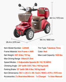 VEVOR smagās klases 4 riteņu mobilitātes skrejritenis senioriem un pieaugušajiem, celtspēja līdz 227 kg, darbības rādiuss līdz 35 km, 3 ātrumu režīmi, 1000 W visurgājējs elektriskais mobilitātes skrejritenis/ratiņkrēsls ar līdz 20° kāpuma spēju