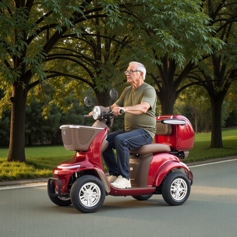 VEVOR smagās klases 4 riteņu mobilitātes skrejritenis senioriem un pieaugušajiem, celtspēja līdz 227 kg, darbības rādiuss līdz 35 km, 3 ātrumu režīmi, 1000 W visurgājējs elektriskais mobilitātes skrejritenis/ratiņkrēsls ar līdz 20° kāpuma spēju