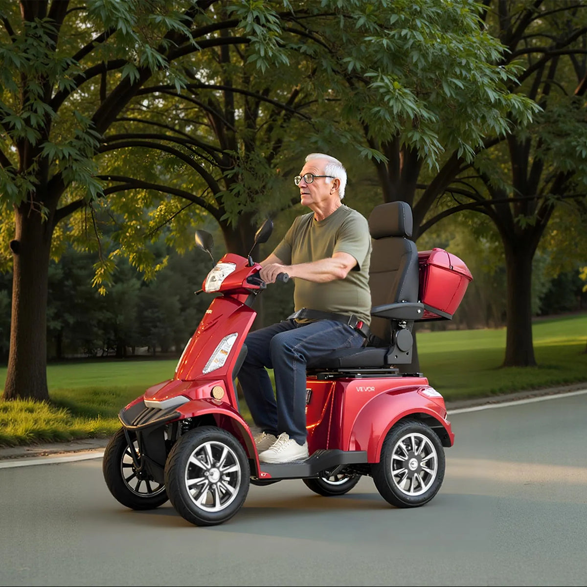 VEVOR Heavy-Duty 4-Wheel Mobility Scooter for Seniors and Adults, Load Capacity up to 226.8 kg, Range up to 35 km, 3 Speed Modes, 1000 W All-Terrain Electric Mobility Scooter/Wheelchair with Climbing Ability up to 20°