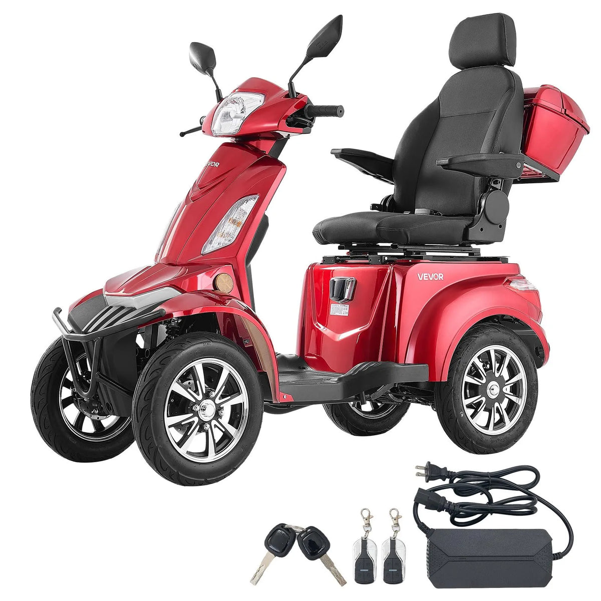 VEVOR Heavy-Duty 4-Wheel Mobility Scooter for Seniors and Adults, Load Capacity up to 226.8 kg, Range up to 35 km, 3 Speed Modes, 1000 W All-Terrain Electric Mobility Scooter/Wheelchair with Climbing Ability up to 20°