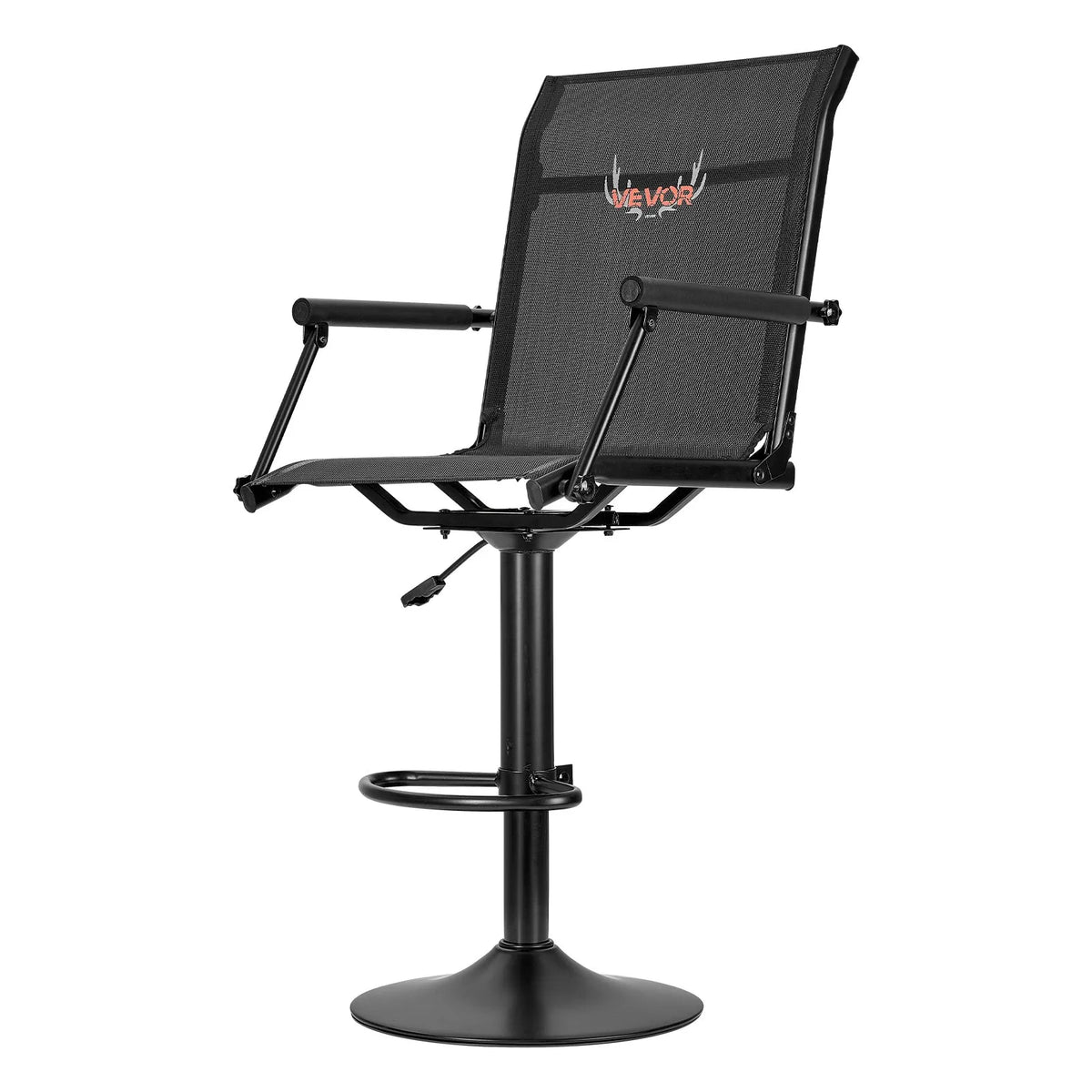 VEVOR Hunting Chair, 360° Silent Swivel, Lightweight Folding Chair with Padded Armrests, Adjustable Height, Durable Steel Frame, 136 kg Load Capacity, Suitable for Fishing and Camping