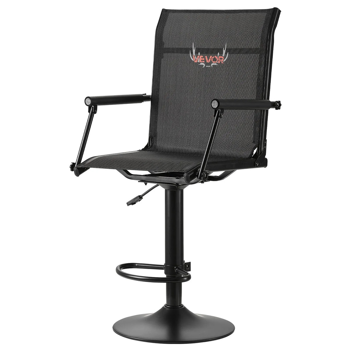 VEVOR Hunting Chair, 360° Silent Swivel, Lightweight Folding Chair with Padded Armrests, Adjustable Height, Durable Steel Frame, 136 kg Load Capacity, Suitable for Fishing and Camping