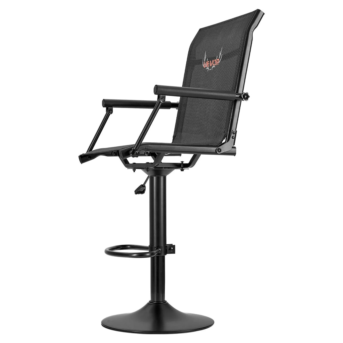 VEVOR Hunting Chair, 360° Silent Swivel, Lightweight Folding Chair with Padded Armrests, Adjustable Height, Durable Steel Frame, 136 kg Load Capacity, Suitable for Fishing and Camping