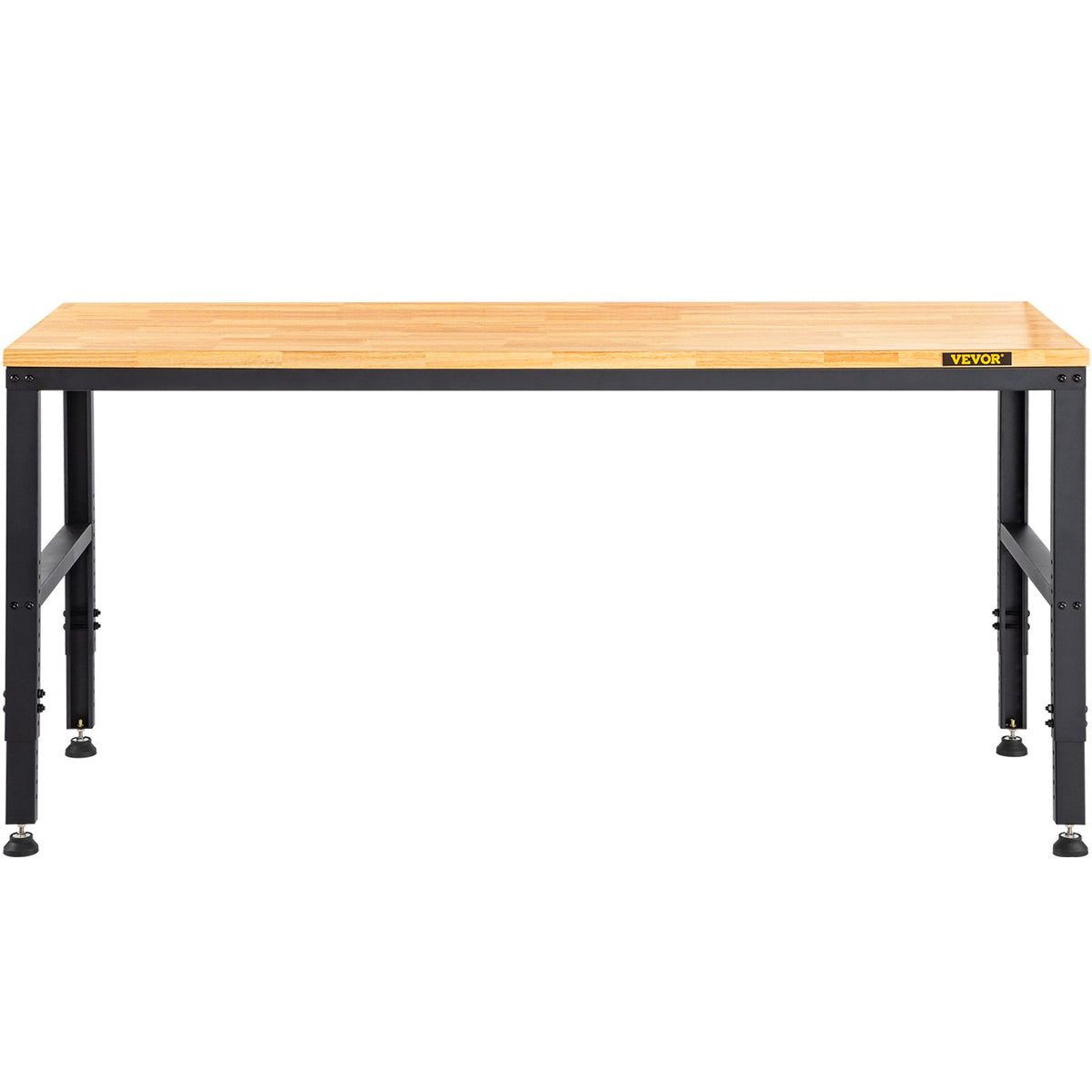 VEVOR Height-Adjustable Work Table, 1830 × 640 mm, Height 720–970 mm, 900 kg Load Capacity, with Power Outlets, Solid Wood Top, Metal Frame and Foot Pads, Suitable for Office, Home and Workshop
