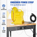 VEVOR augstuma regulējams darba galds, 1350 × 460 mm, augstums 720–970 mm, kravnesība 900 kg, ar rozetēm, cietkoka virsmu, metāla rāmi un kāju spilventiņiem, piemērots birojam, mājai un garāžai