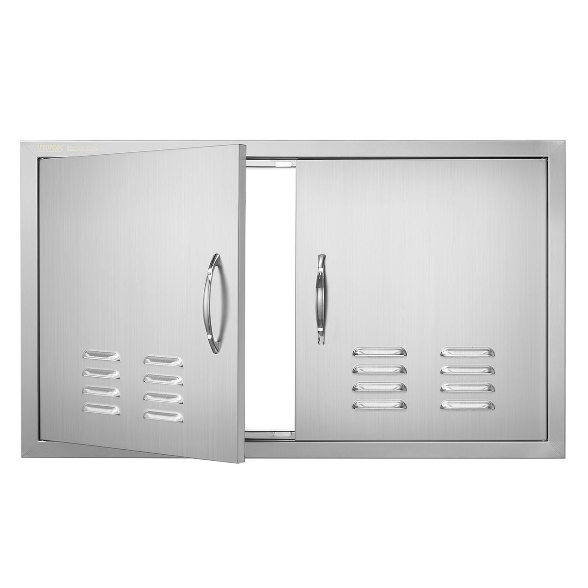 VEVOR BBQ Access Door, 914 x 534 mm, Stainless Steel, Double Door with Handles and Vents, for Outdoor Cabinet and Grill Station