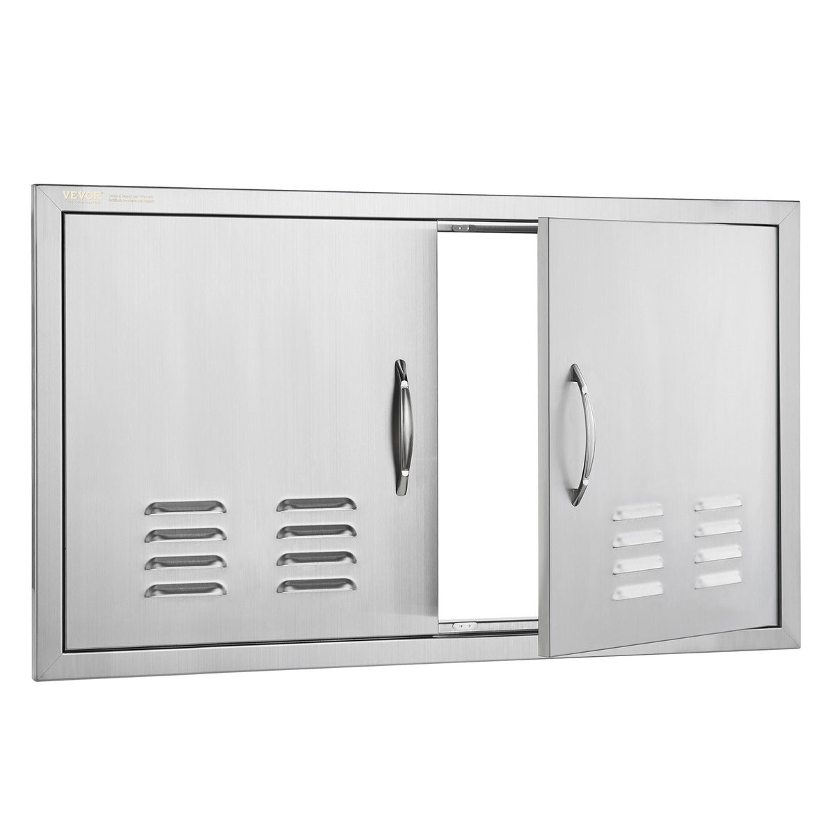 VEVOR BBQ Access Door, 914 x 534 mm, Stainless Steel, Double Door with Handles and Vents, for Outdoor Cabinet and Grill Station
