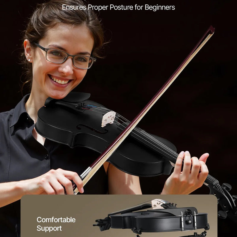 VEVOR 4/4 izmēra vijole 355 mm, masīvkoka komplekts iesācējiem ar futlāri un sveķiem, melna