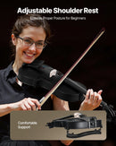 VEVOR 4/4 izmēra vijole 355 mm, masīvkoka komplekts iesācējiem ar futlāri un sveķiem, melna