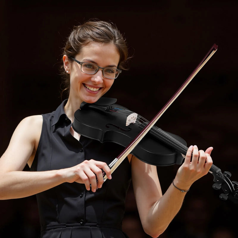 VEVOR 4/4 izmēra vijole 355 mm, masīvkoka komplekts iesācējiem ar futlāri un sveķiem, melna