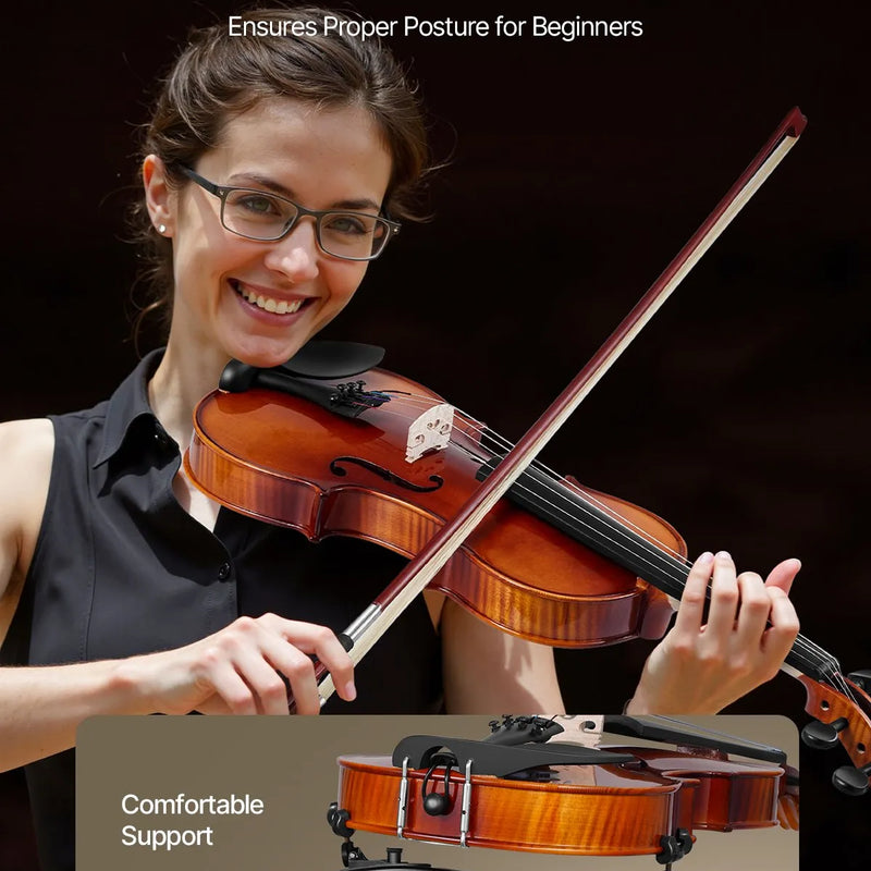 VEVOR 4/4 vijole 355 mm, masīvkoka komplekts iesācējiem, brūns glancēts rakstains dizains