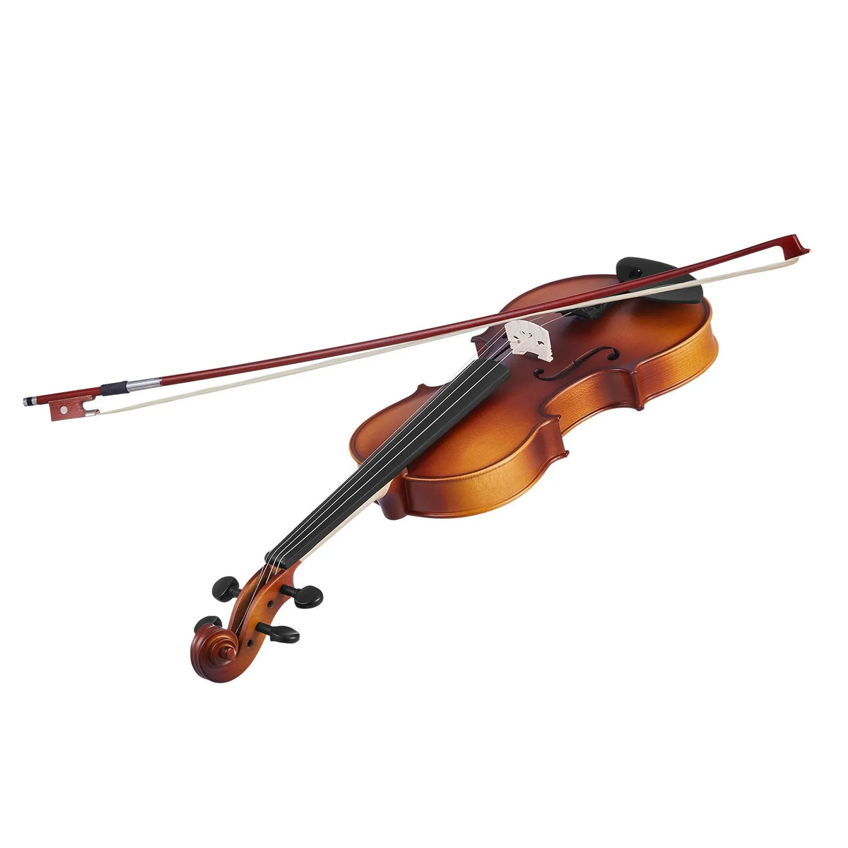 VEVOR Violin 4/4 355 mm Solid Wood Beginner Set Matte Brown