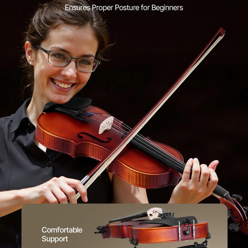 VEVOR 4/4 vijole, 355 mm pilna izmēra komplekts no masīvkoka, iesācējiem, matēti brūna ar ornamentētu rakstu