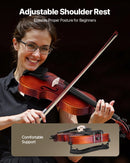 VEVOR 4/4 vijole, 355 mm pilna izmēra komplekts no masīvkoka, iesācējiem, matēti brūna ar ornamentētu rakstu