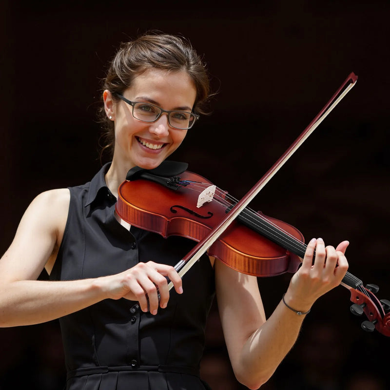 VEVOR 4/4 vijole, 355 mm pilna izmēra komplekts no masīvkoka, iesācējiem, matēti brūna ar ornamentētu rakstu