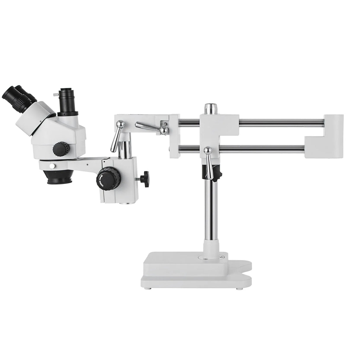 VEVOR Trinocular Stereo Microscope with Dual-Arm Boom Stand, 3.5–90× Magnification, 360° Rotating Head