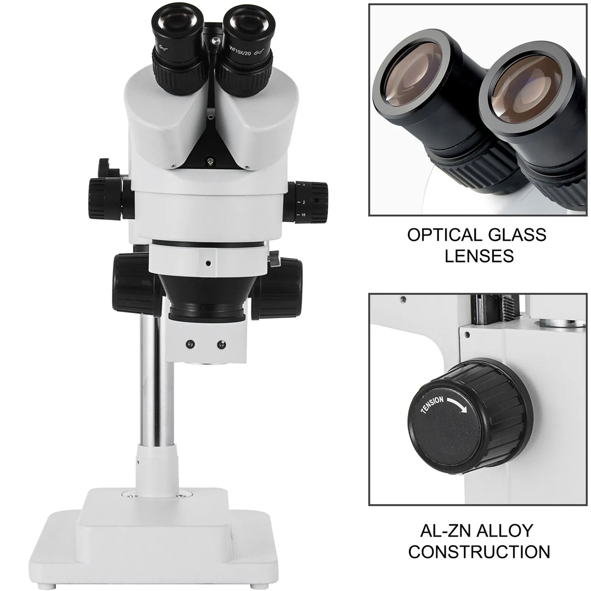 VEVOR Trinocular Stereo Microscope with Dual-Arm Boom Stand, 3.5–90× Magnification, 360° Rotating Head