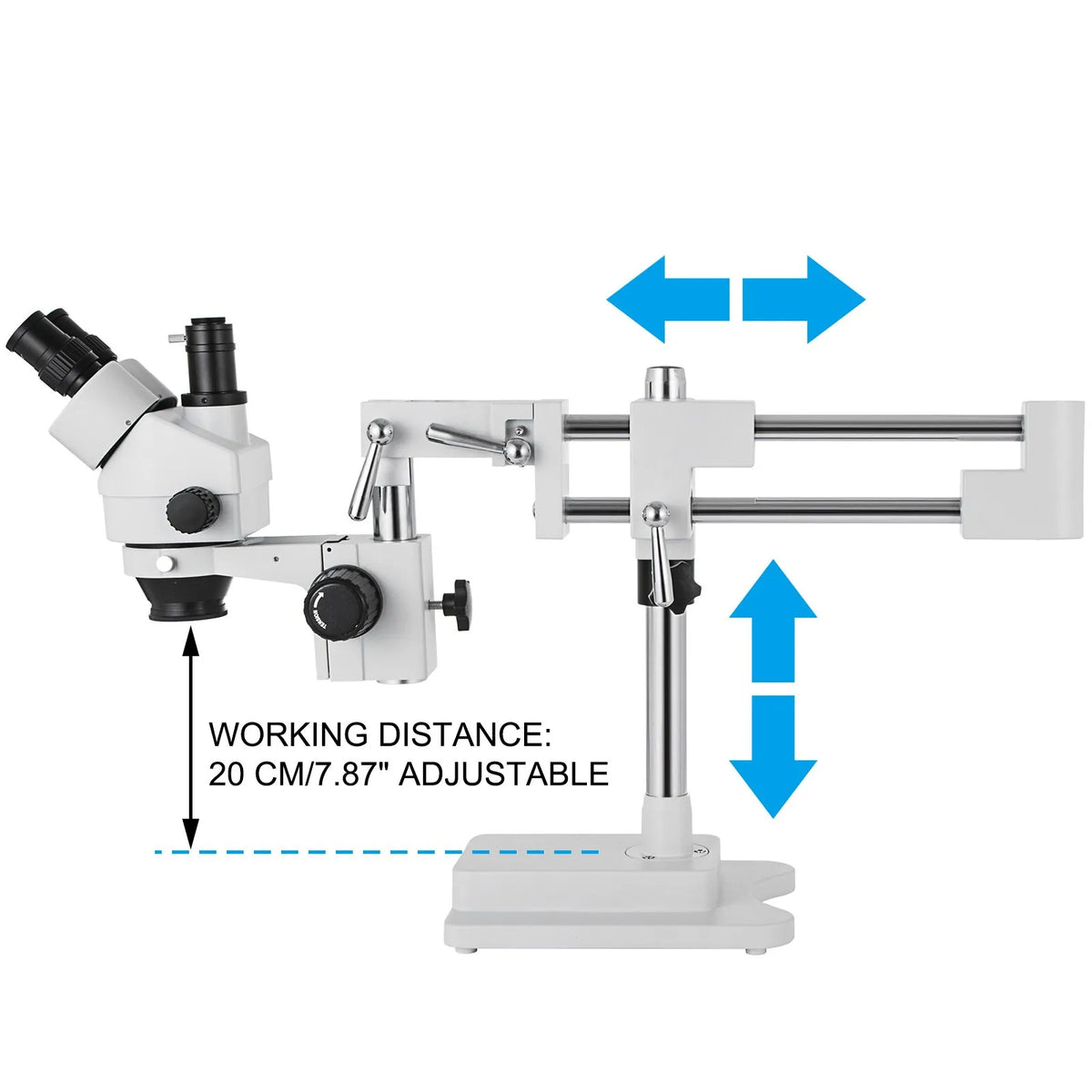 VEVOR Trinocular Stereo Microscope with Dual-Arm Boom Stand, 3.5–90× Magnification, 360° Rotating Head