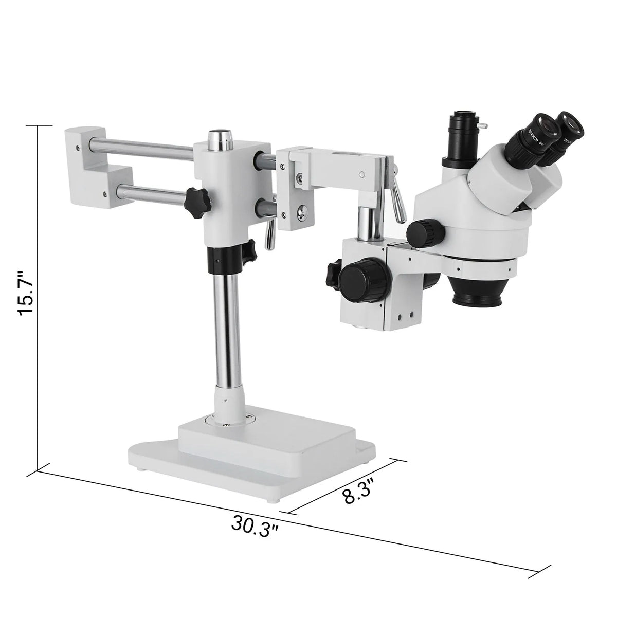VEVOR Trinocular Stereo Microscope with Dual-Arm Boom Stand, 3.5–90× Magnification, 360° Rotating Head