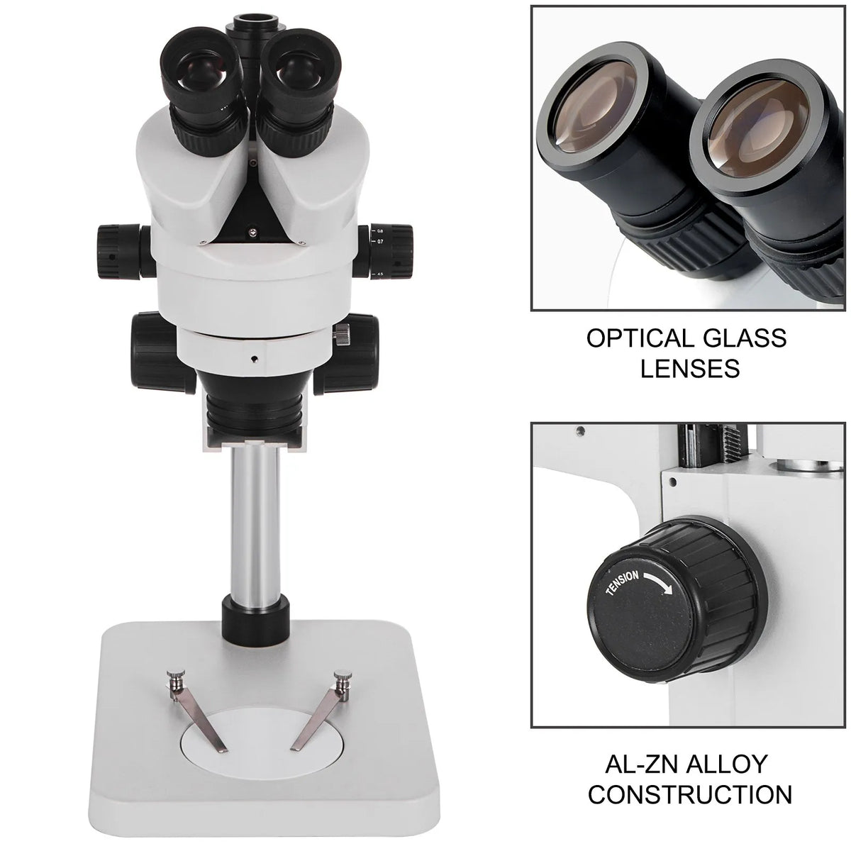 VEVOR Trinocular Stereo Microscope with Column Stand, 3.5–90× Magnification, 360° Rotating Head