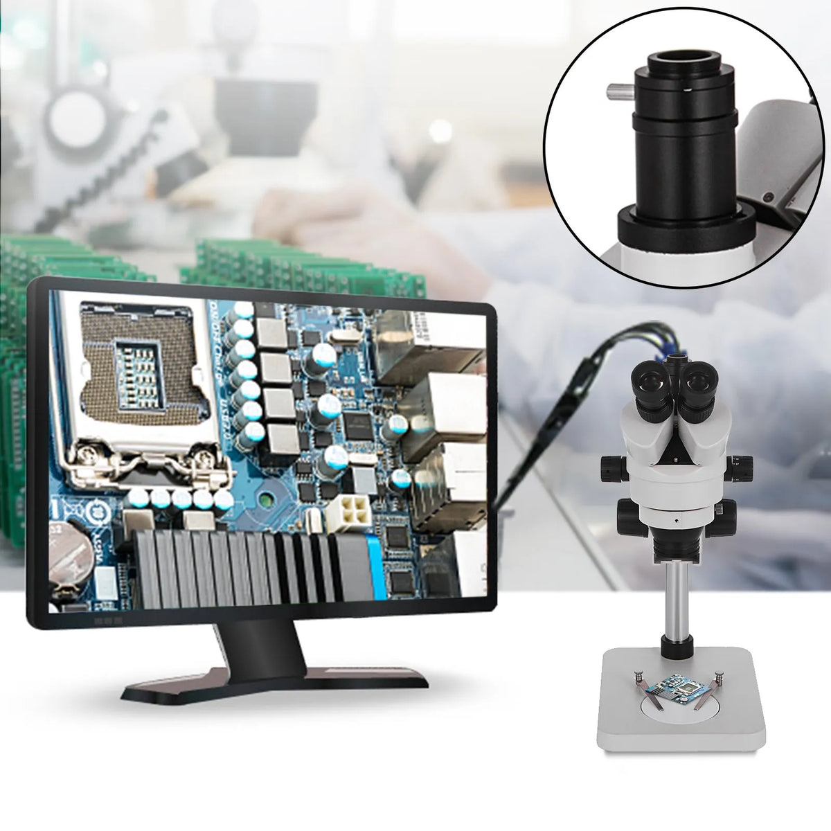 VEVOR Trinocular Stereo Microscope with Column Stand, 3.5–90× Magnification, 360° Rotating Head